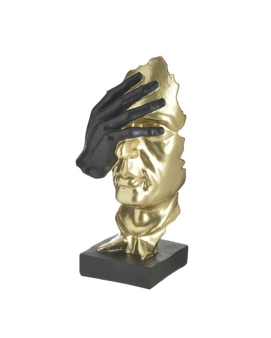 Skulptur Gesicht Gold Schwarz