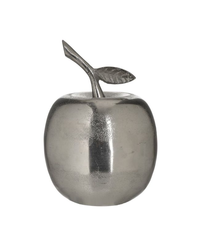 Deko Apfel Metal Silber  12x18cm