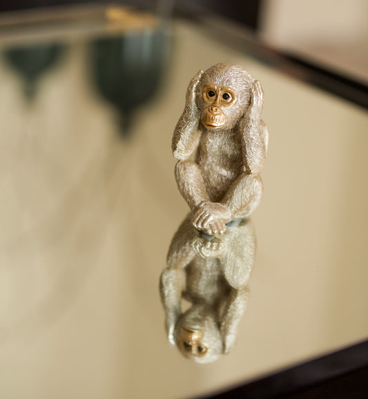 Monkey design decorative figurine, platinum and gold colour 