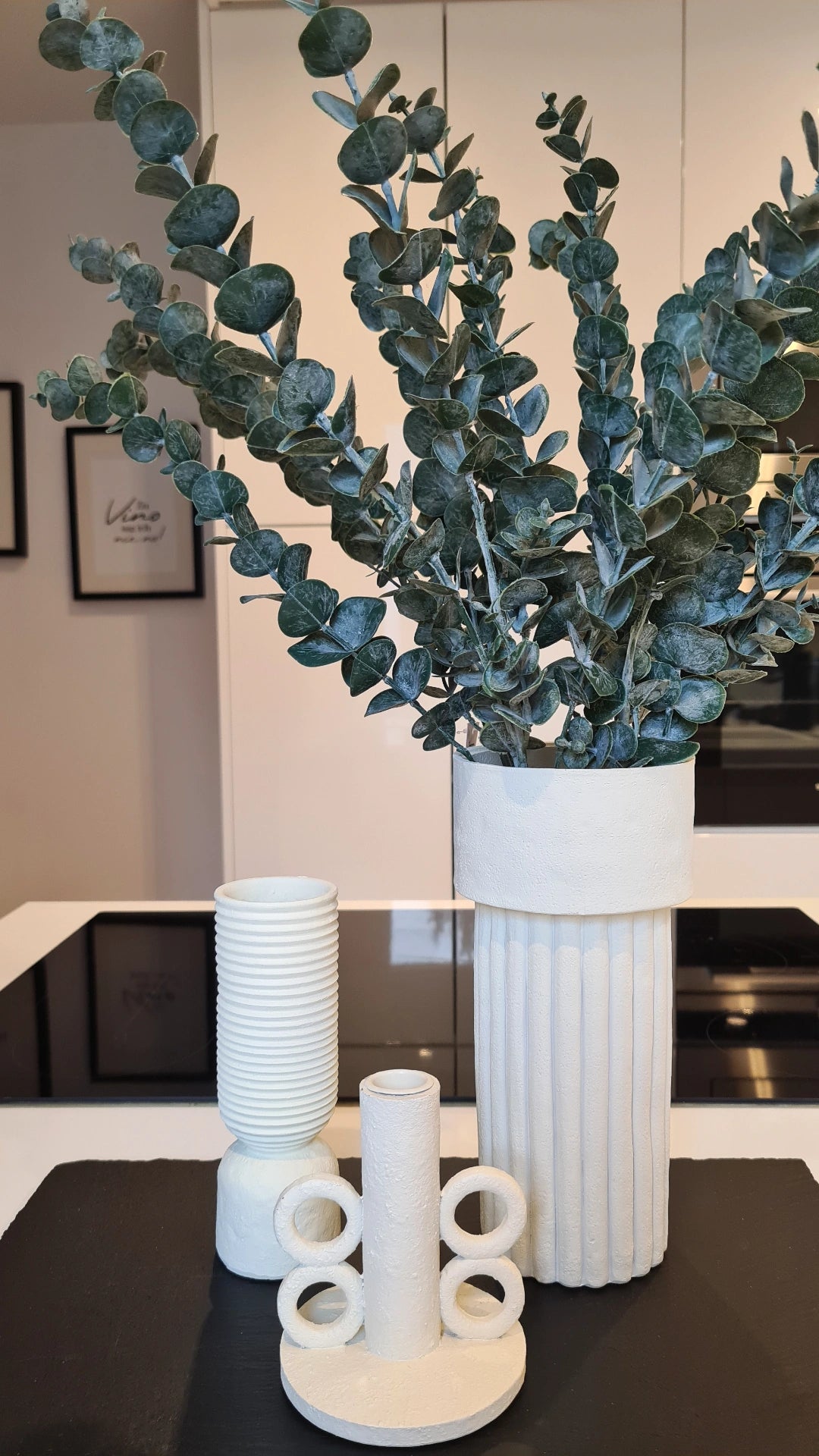 Ceramic Grooved Vase Ivory 6.5cm x 6.5cm x 18.7cm