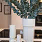 Keramik Rillen Vase Elfenbein Weiß 12,4 x 12,4 x 25,5 cm