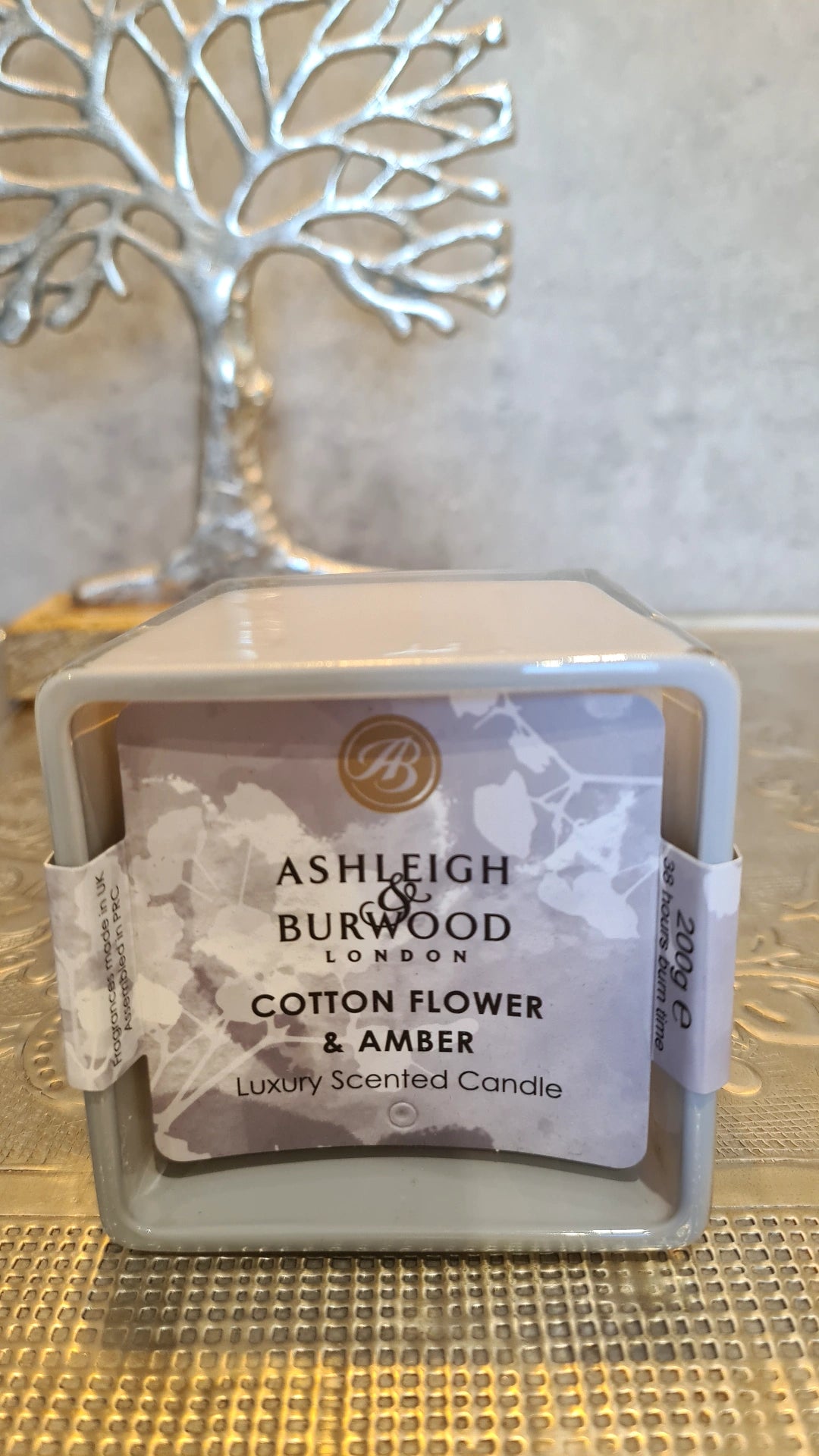 Scented Jar Candle Ashleigh &amp; Burwood London Cotton Flower &amp; Amber Luxury Scented Candle