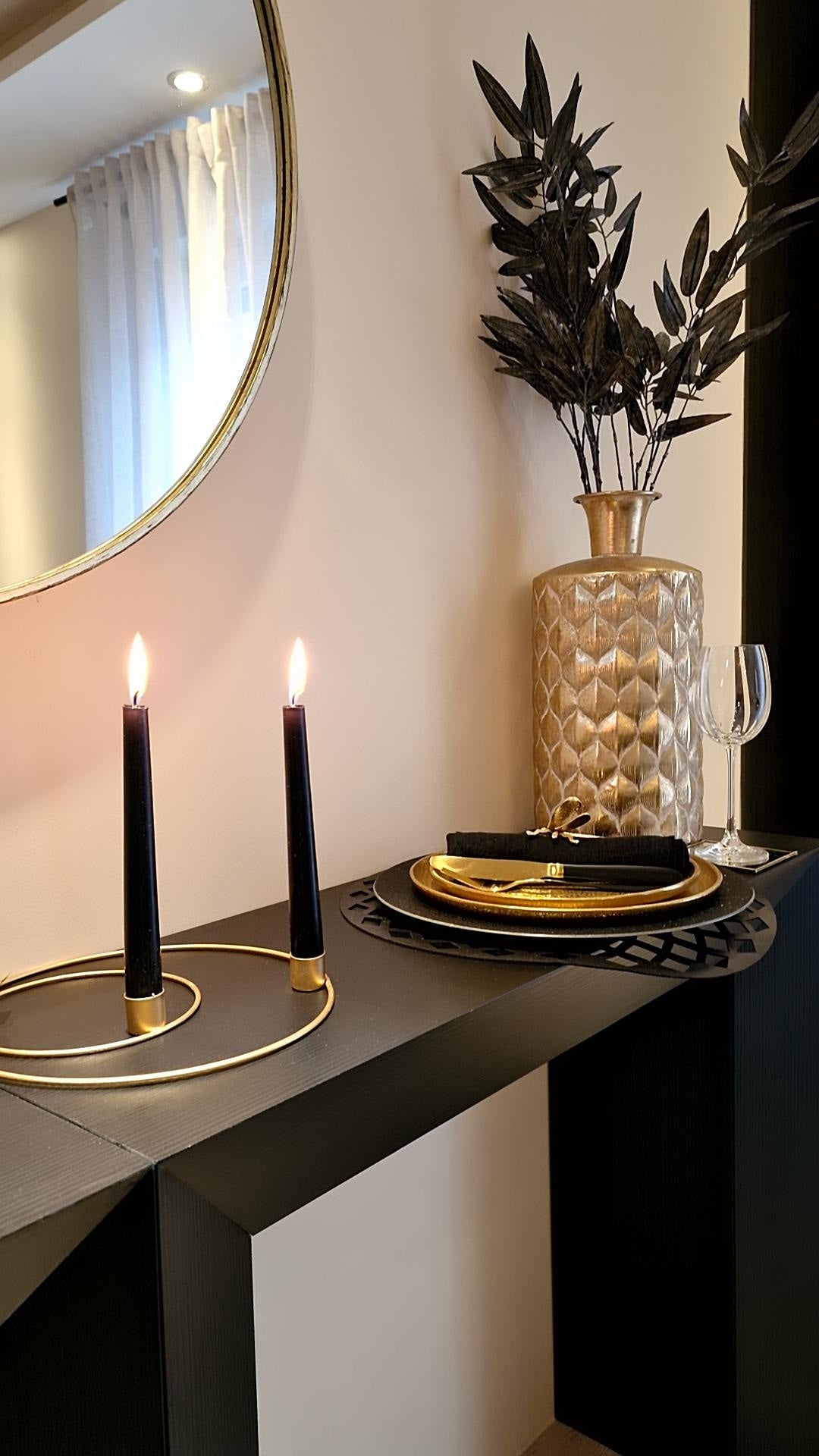 Kerzenhalter Kerzenständer Ring Gold 25cm