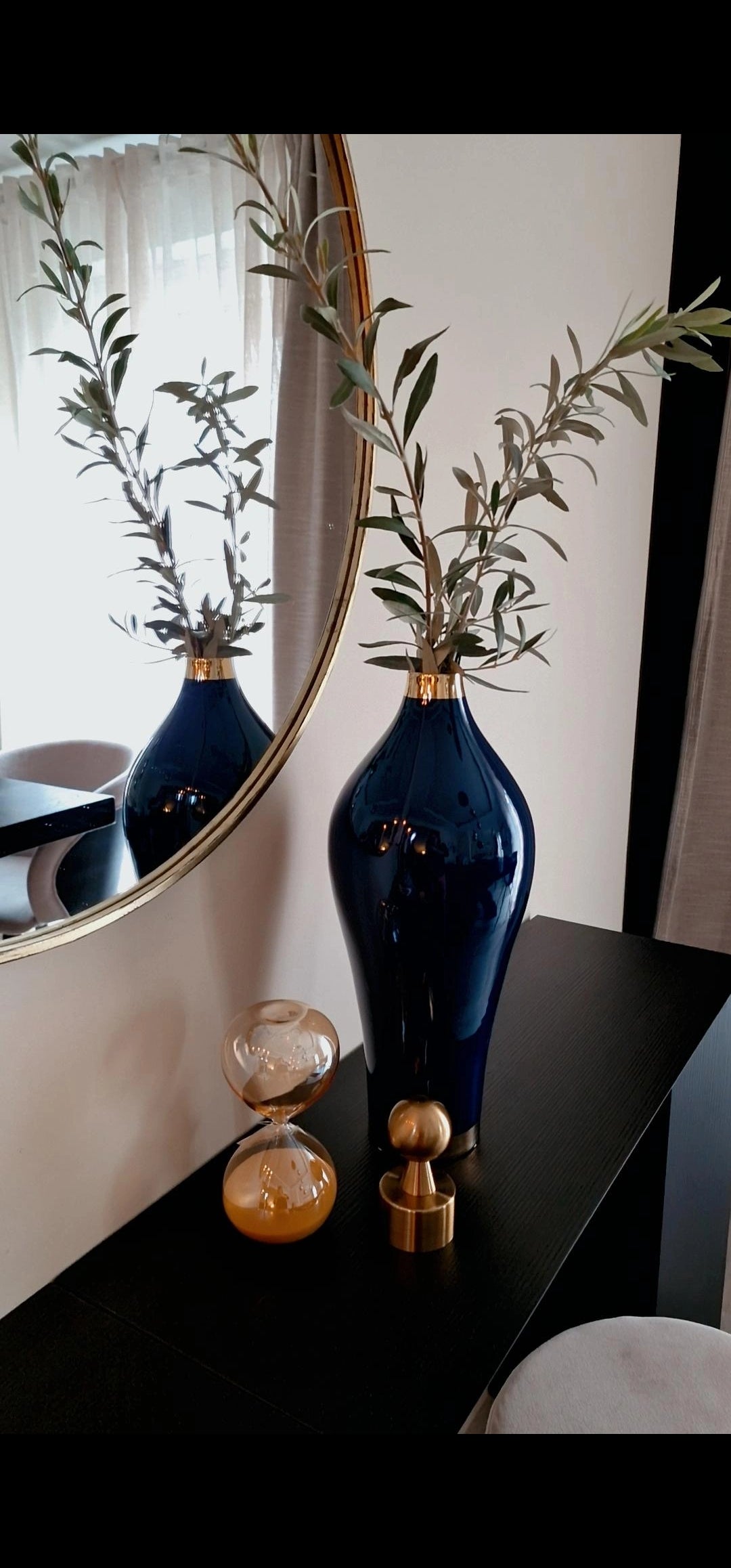 Keramik Vase Blau Gold mit Verschluss